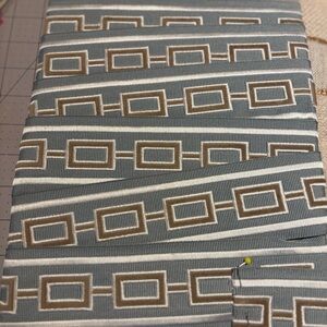 Geometric Velvet Appliqué Trim – 3 Yards, Taupe & Blue